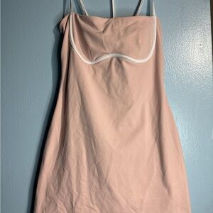 Pink Sleeveless Dress with White Trim